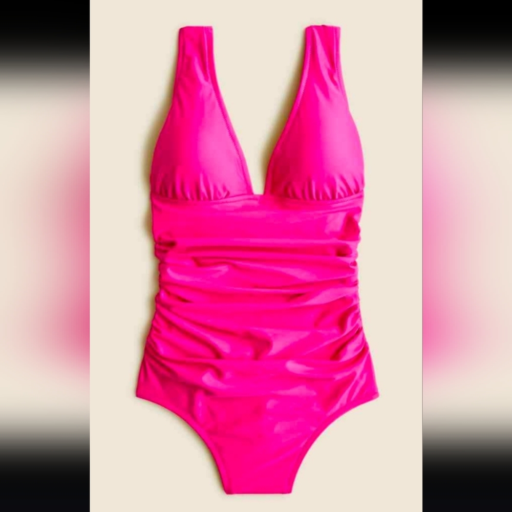 NWT J. Crew pink ruched swimsuit